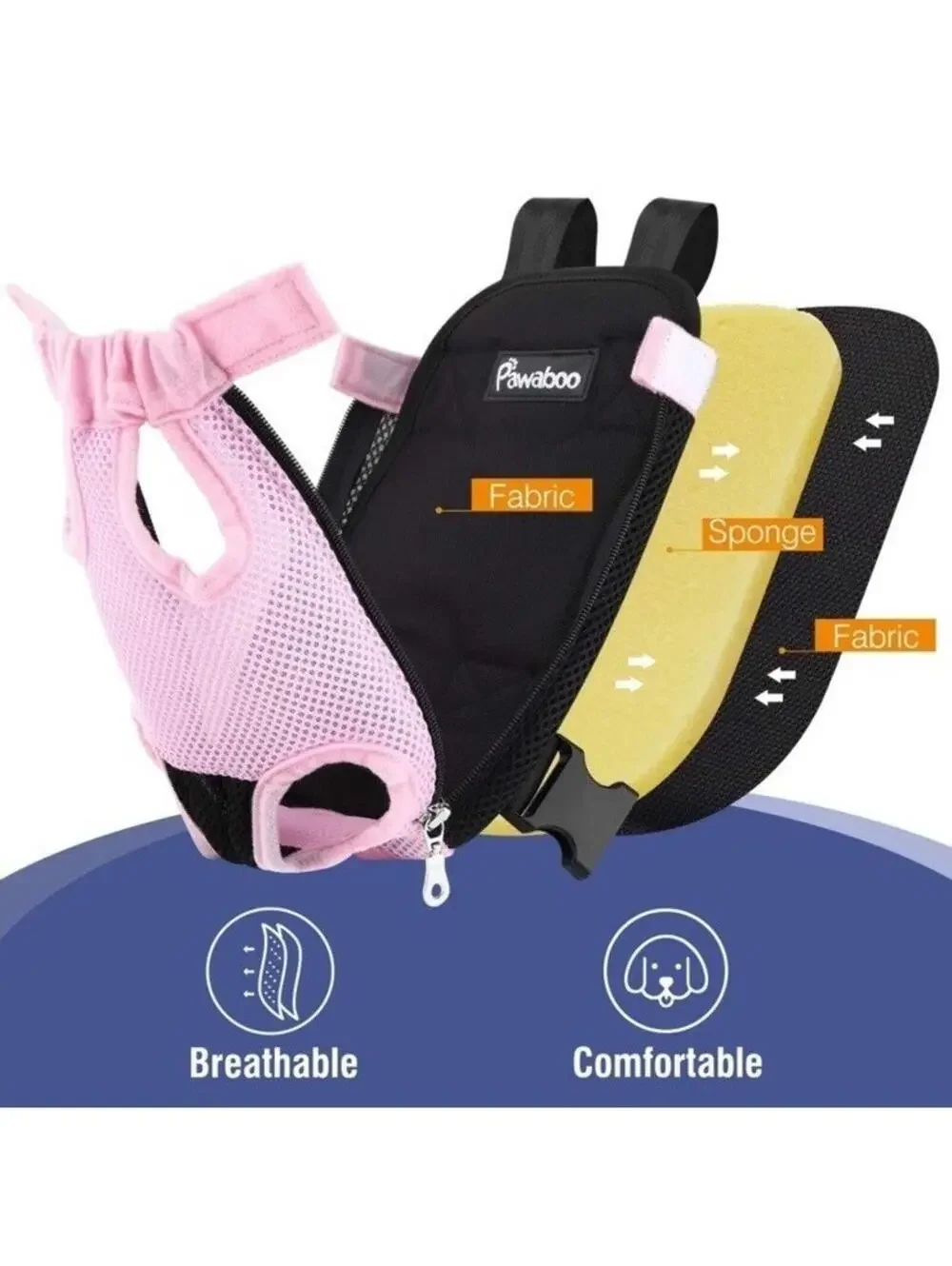 Pawaboo Pet Carrier Backpack Adjustable for Pets/Cat/Dog Bag, Black Pink MEDIUM